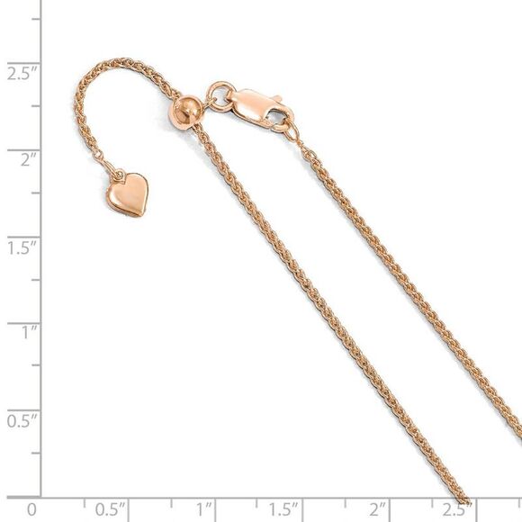 1.1mm Rose Gold Tone Plated Silver D/C Adj Spiga Chain Necklace, 22 In - Picture 2 of 5